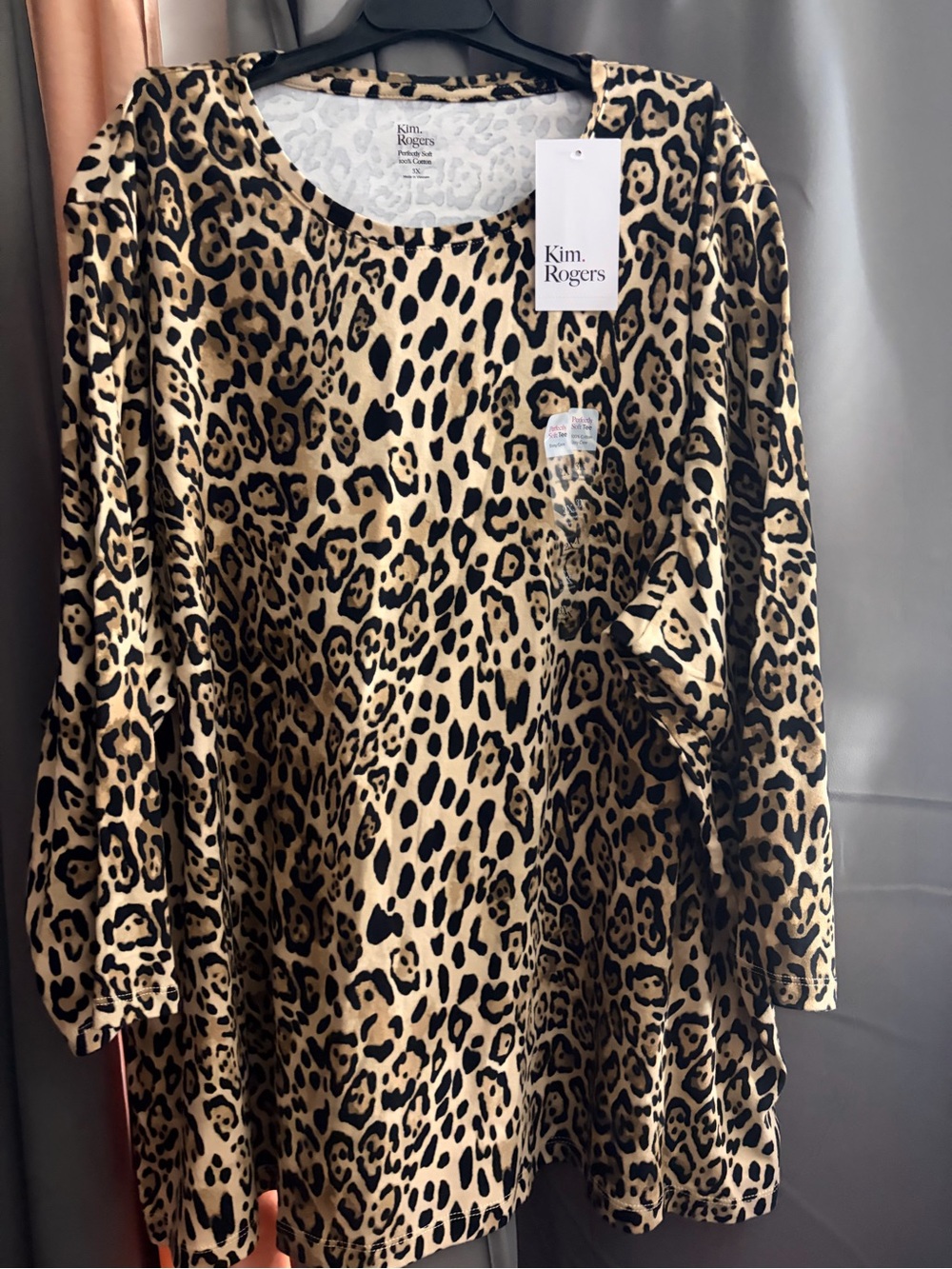 Kim Rogers Leopard-Print Tunic in Tan and Black